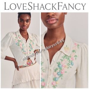 LoveShackFancy “Georgina” floral embellished cardigan S